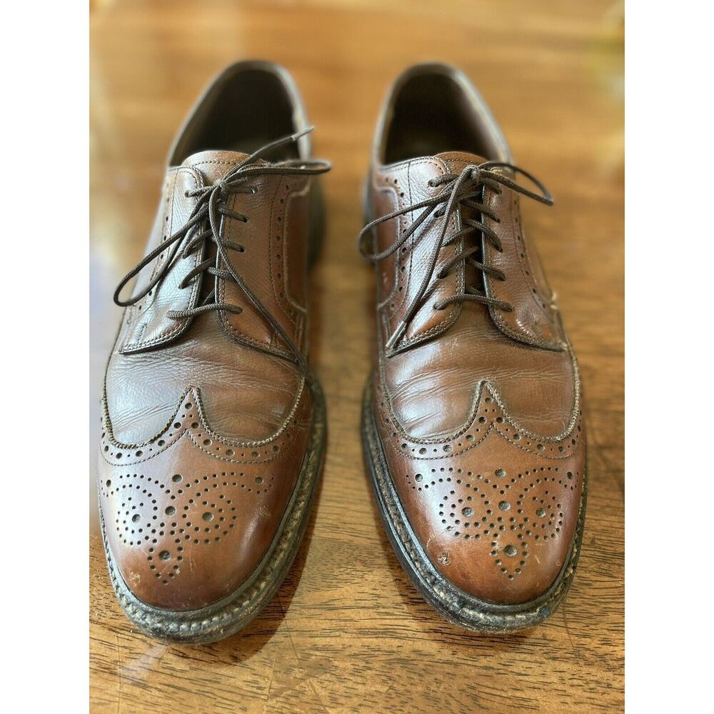 Cordwainer Wright Wing Tip Oxford 9.5 D Men’s Brown Leather Dress Shoes